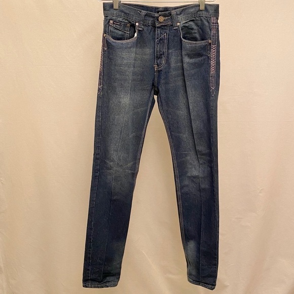 PHAT FARM 32 x 32 Embroidered Skinny Blue Jeans Men’s - Picture 2 of 6